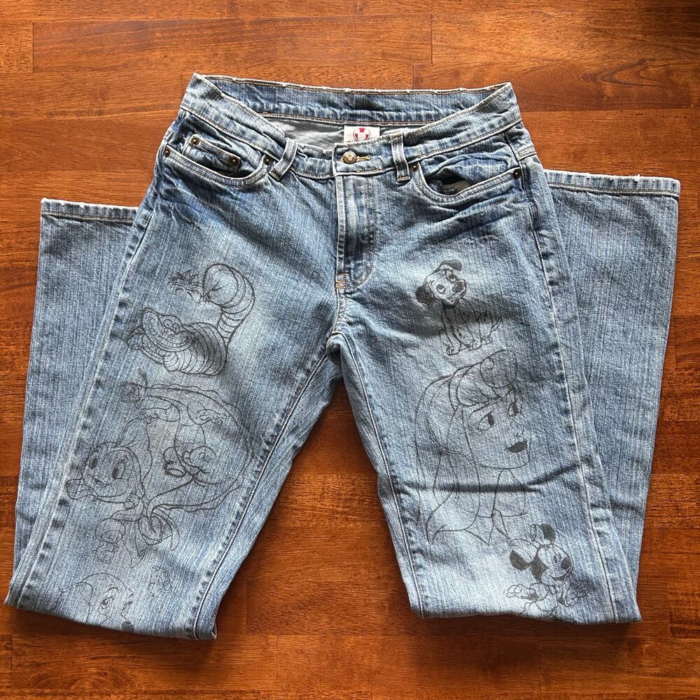 Disney Jeans Women’s Low-Rise Straight Leg 90s Y2K Inspired Character Print